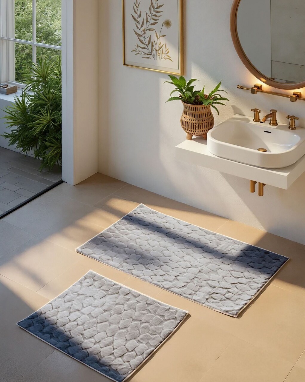 Set covorase de baie, L'essentiel Maison, Rabbit, Antracit - imagine 6